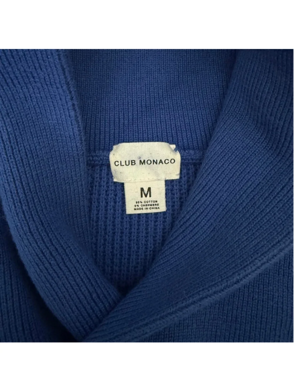Club Monaco Blue Knit Cotton & Cashmere Blend Cowl Neck Sweater - Size M